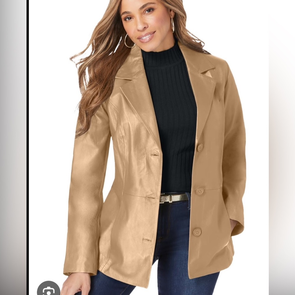 Dialogue Women's Tan Blazer‎ 100 % leather